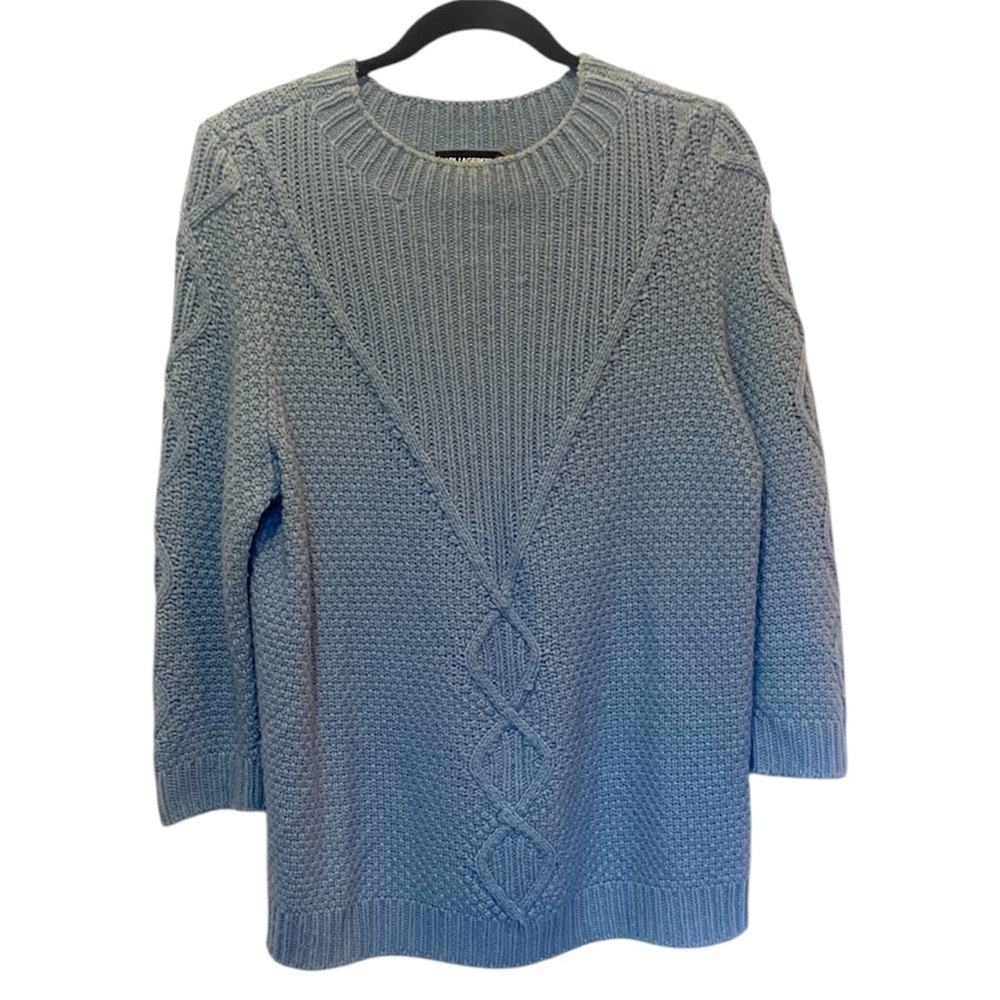 Karl Lagerfeld Paris Blue Chunky Knit Sweater – Size L SKU357